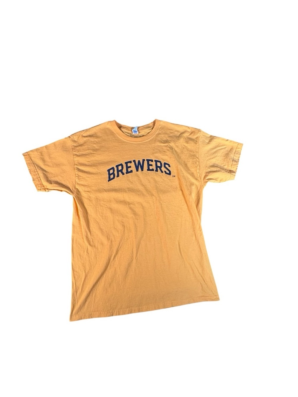 Milwaukee Brewers Gruber Law Offices T-Shirt Men's Large Yellow MLB Baseball Tee